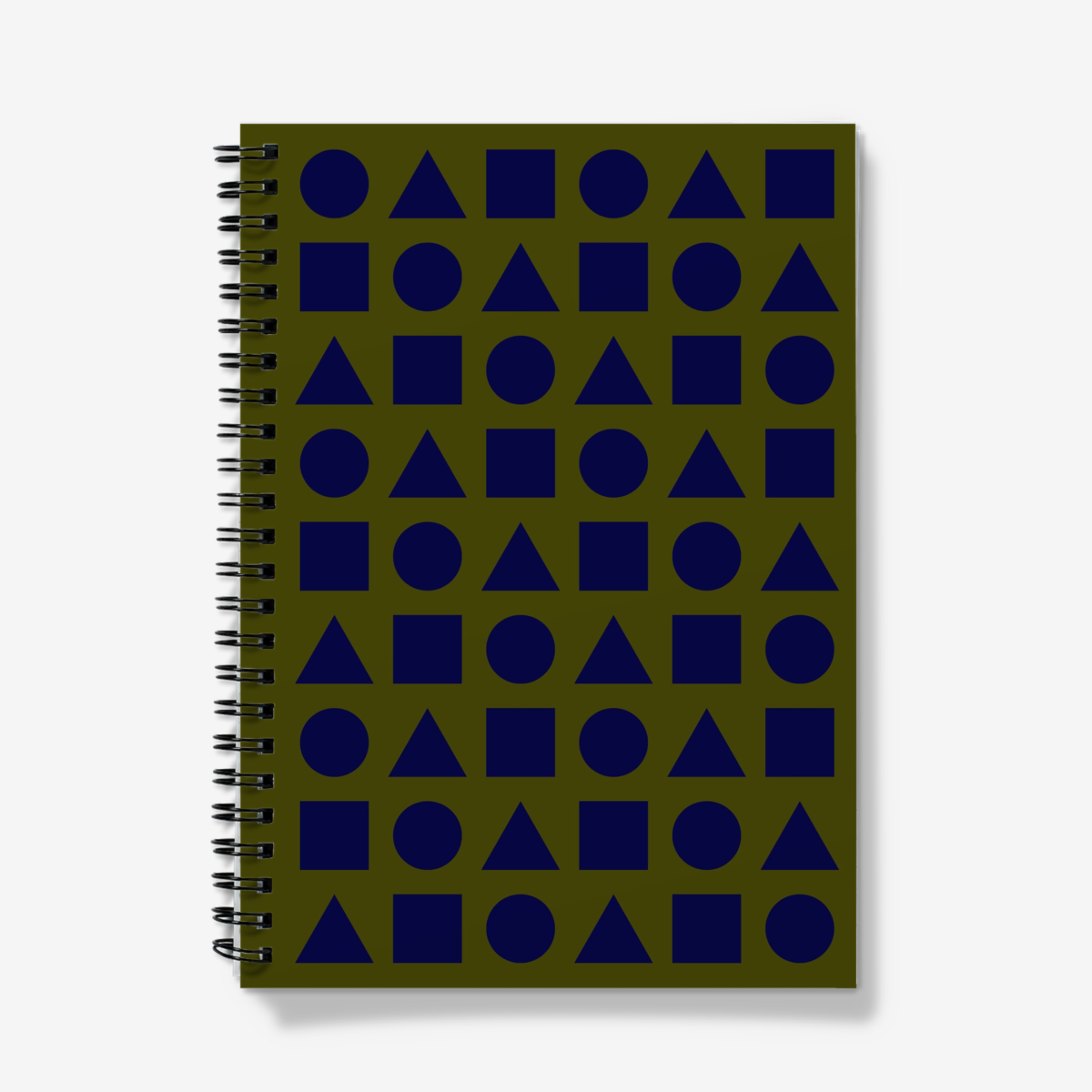 Blue Night Shapes on Green Spiral Notebook