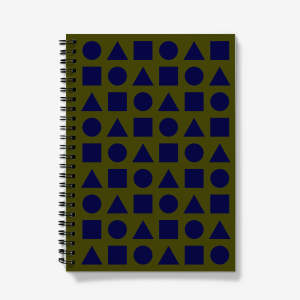 Blue Night Shapes on Green - A5 Spiral notebook