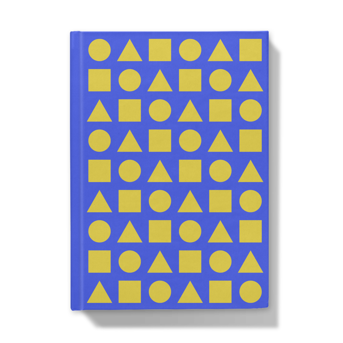 Bright Yellow Shapes on Warm Blue - Hardcover Journal - Front Cover