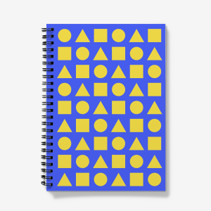 Bright Yellow Shapes on Warm Blue - A5 Spiral notebook