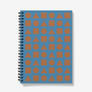 Brown Shapes on Light Blue - A5 Spiral notebook