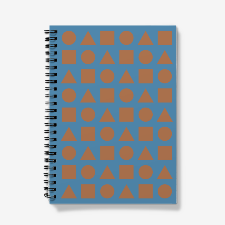 Brown Shapes on Light Blue Spiral Notebook