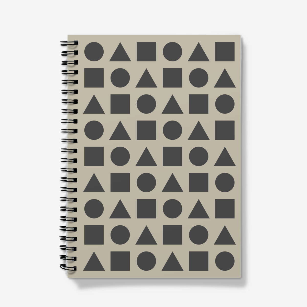 Dark Grey Shapes on Beige Spiral Notebook