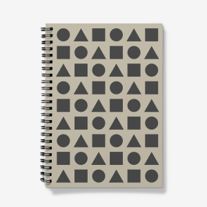Dark Grey Shapes on Beige - A5 Spiral notebook