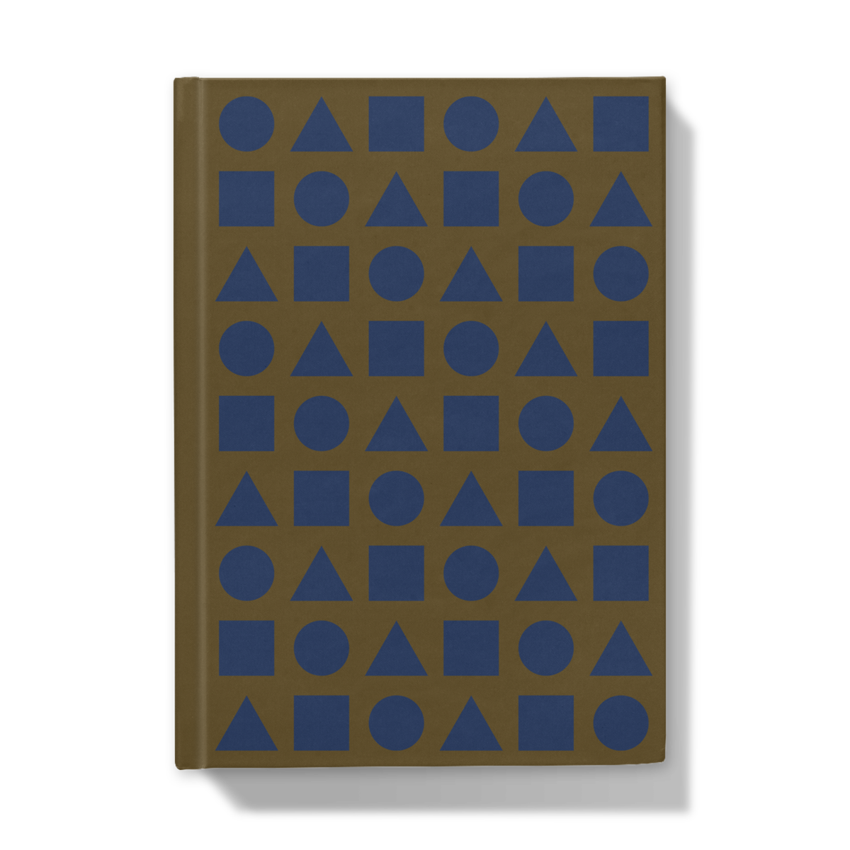 Deep Blue Shapes on Military Green - Hardcover Journal - Front Cover