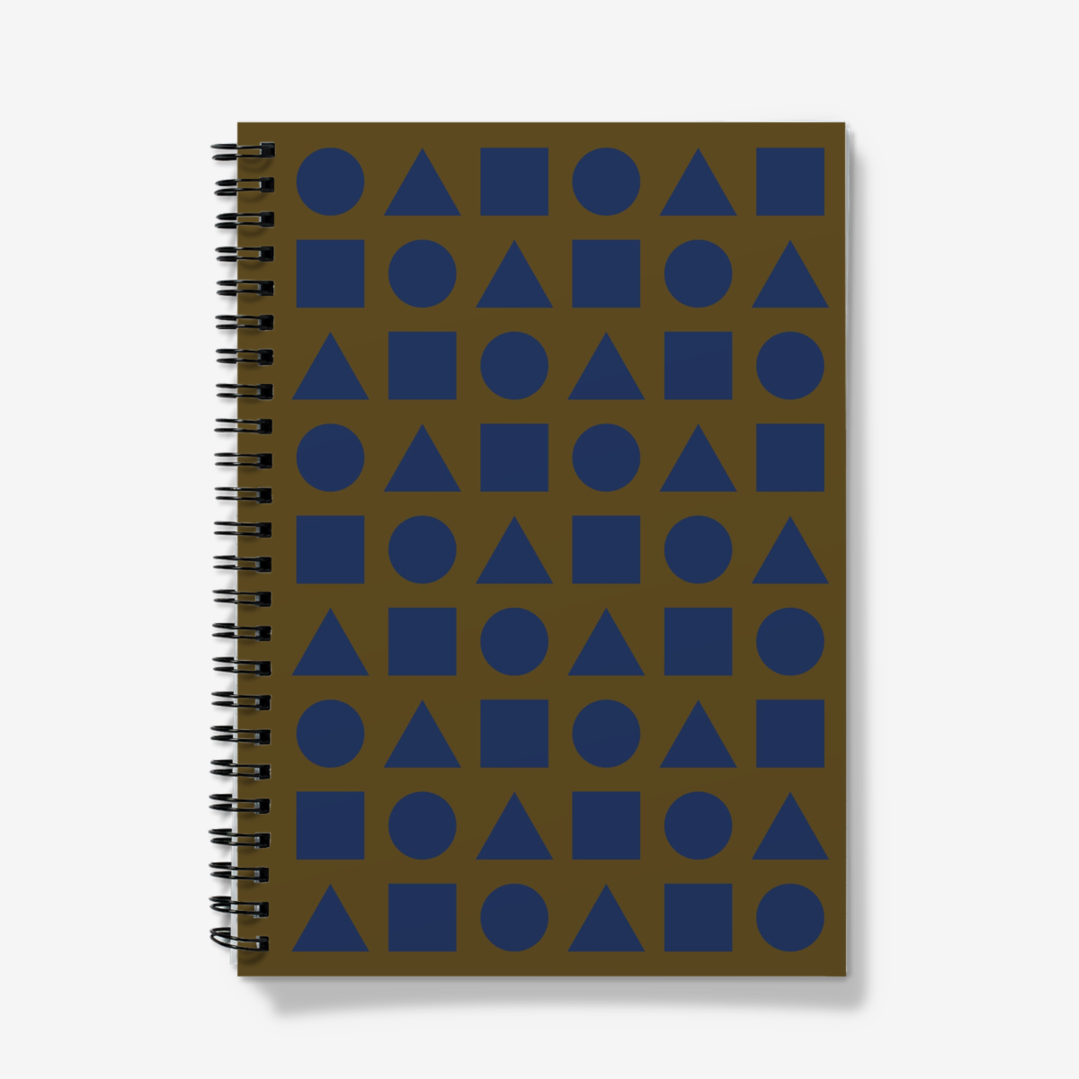 Deep Blue Shapes on Military Green Spiral Notebook