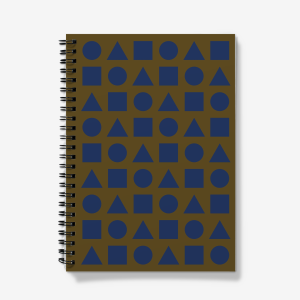 Deep Blue Shapes on Military Green - A5 Spiral notebook