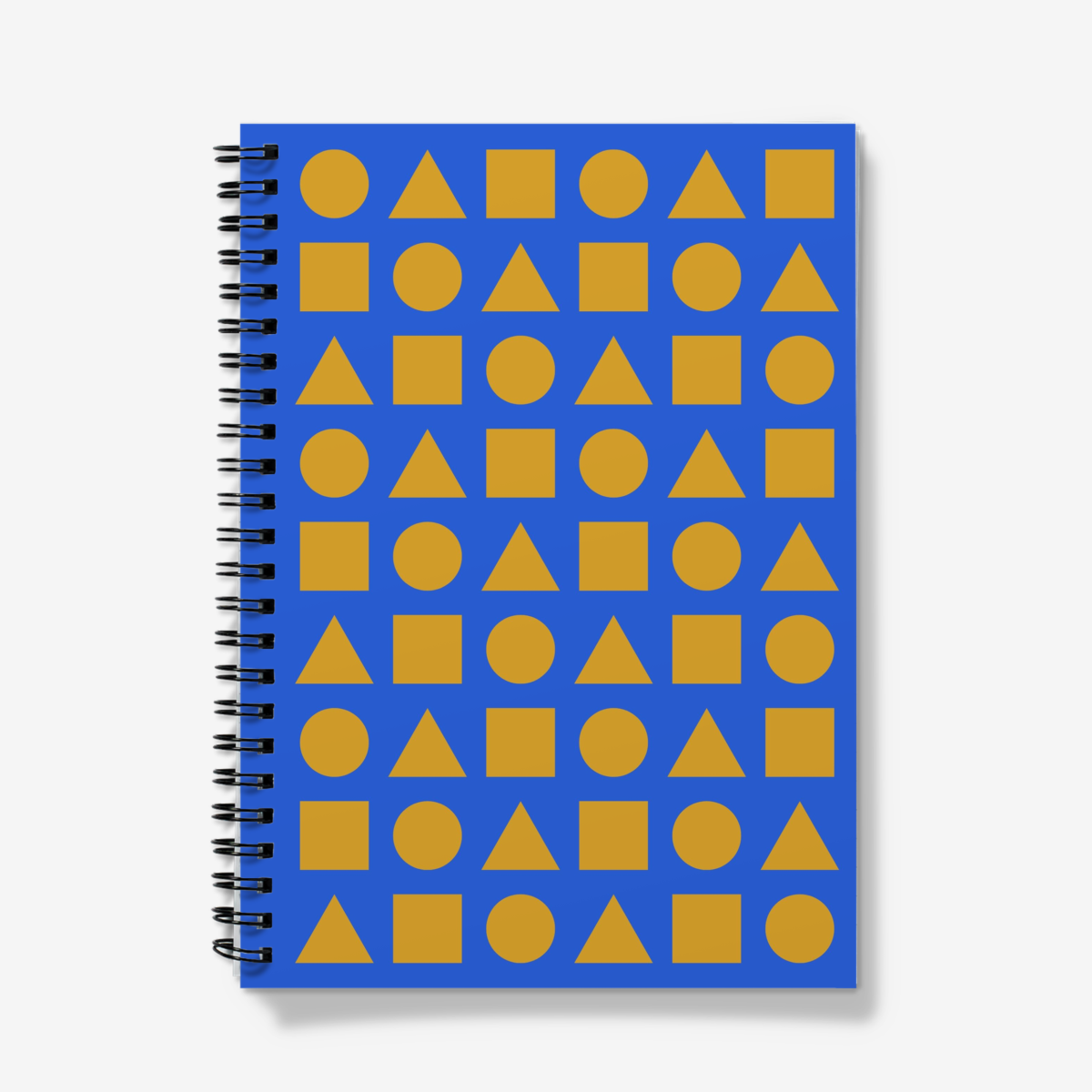 Gold Shapes on Intense Blue Spiral Notebook