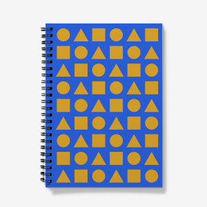 Gold Shapes on Intense Blue - A5 Spiral notebook