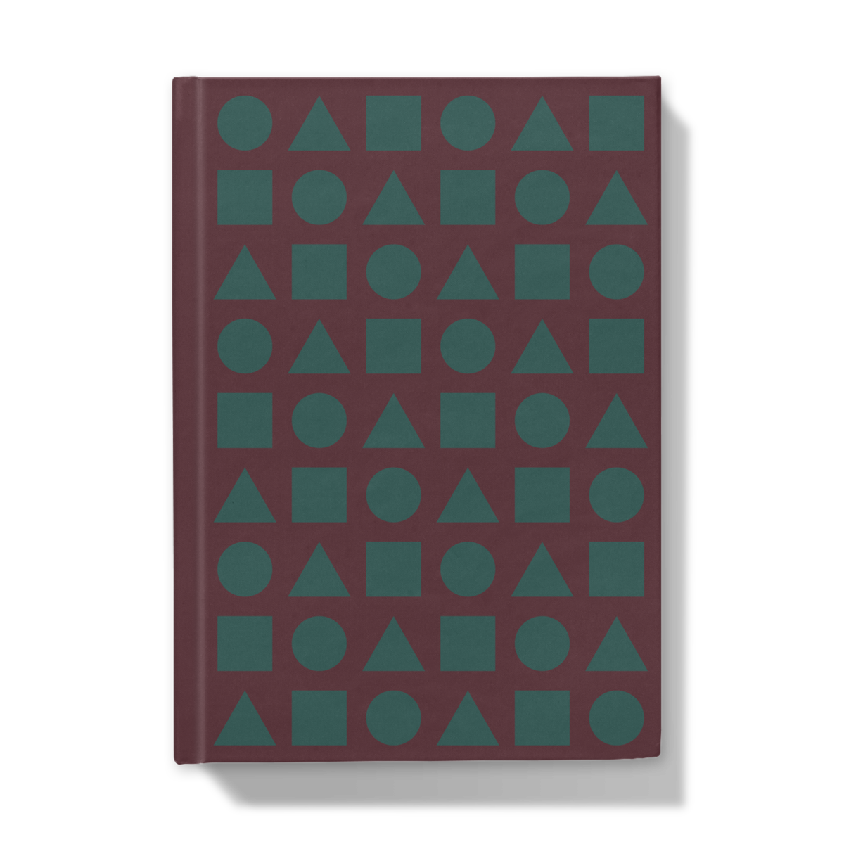Green Shapes on Chocolate Brown Hardcover Journal Front Cover