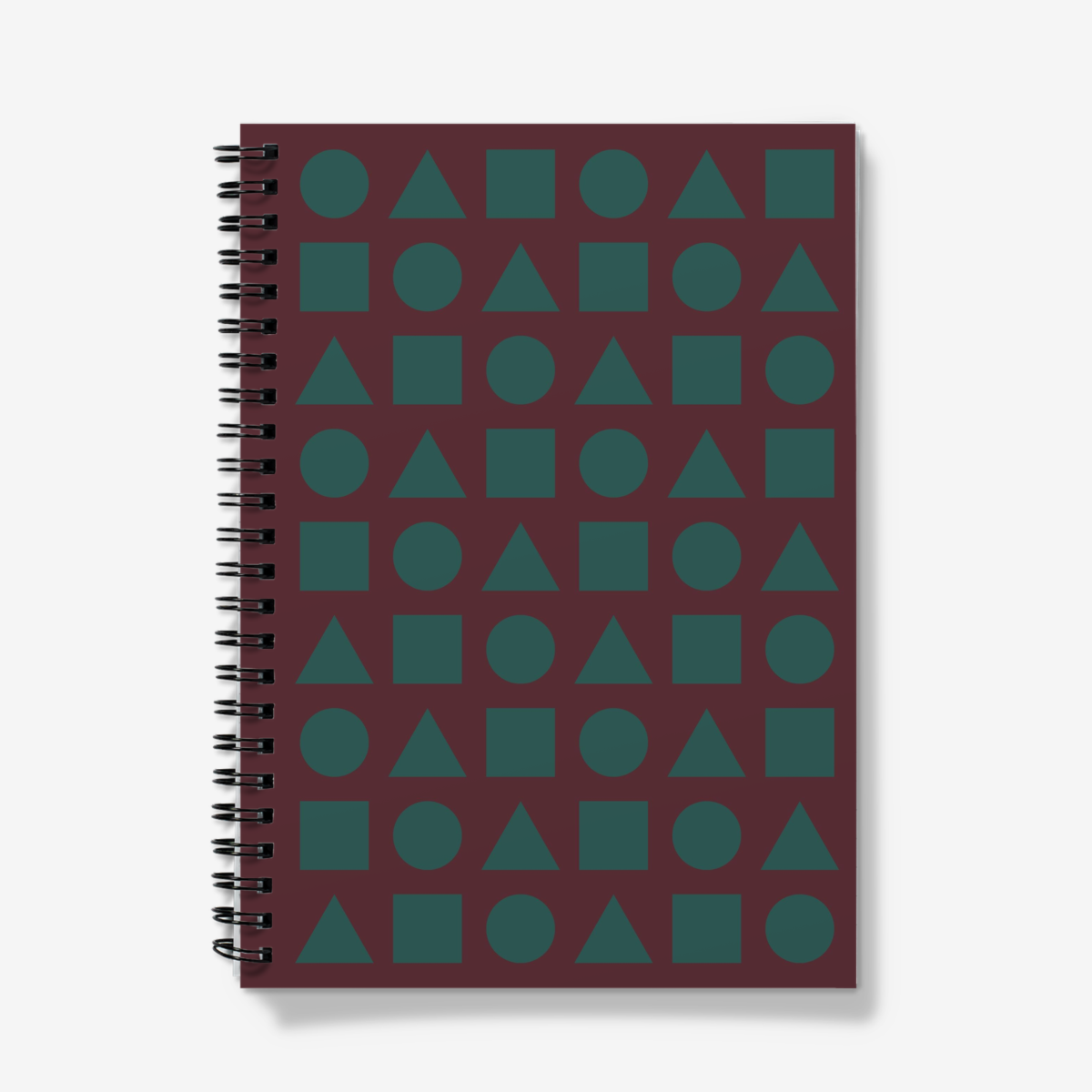 Green Shapes on Chocolate Brown Spiral Notebook