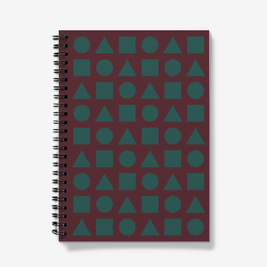 Green Shapes on Chocolate Brown - A5 Spiral notebook