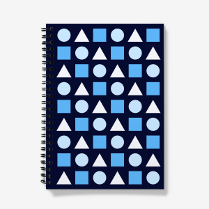 Pastel Blue Shapes on Dark Blue - A5 Spiral notebook