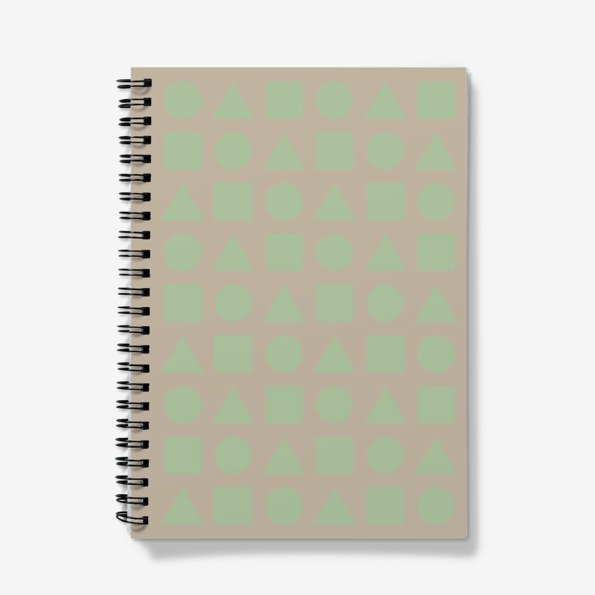 Pastel Green Shapes on Beige Spiral Notebook
