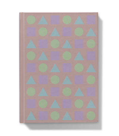 Pastel Shapes on Pink Sand - Hardcover Journal - Front Cover