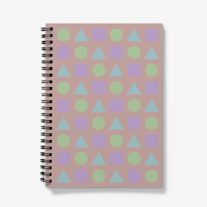 Pastel Shapes on Pink Sand - A5 Spiral notebook