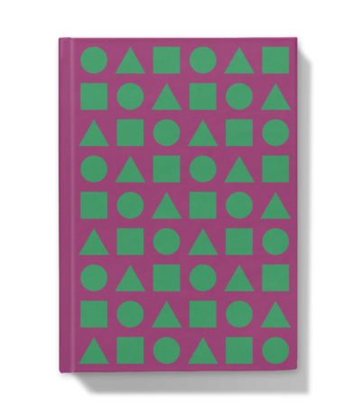 Vivid Green Shapes on Violet Vixen - Hardcover Journal - Front Cover