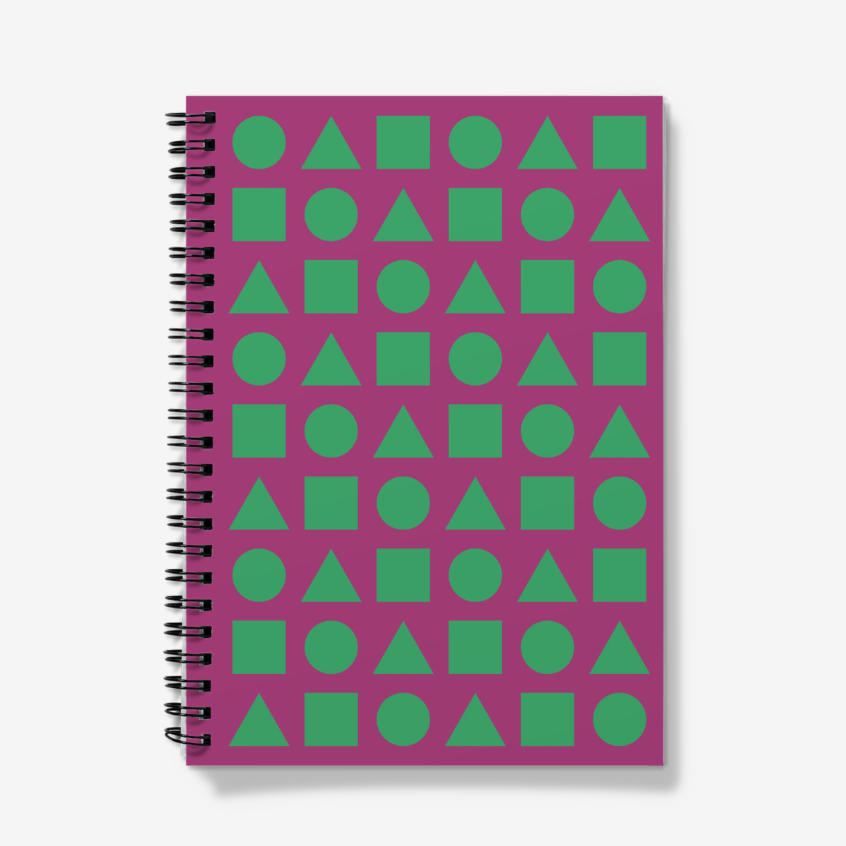 Vivid Green Shapes on Violet Vixen Spiral Notebook