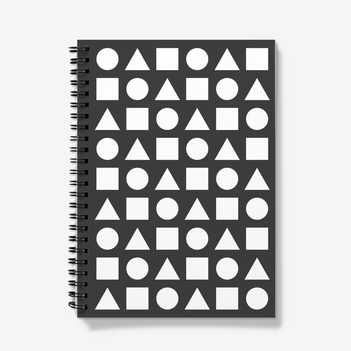White Shapes on Black Spiral Notebook