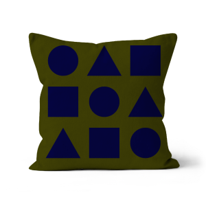 Blue Night Shapes on Green - Sofa Cushion
