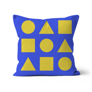 Bright Yellow Shapes on Warm Blue - Sofa Cushion