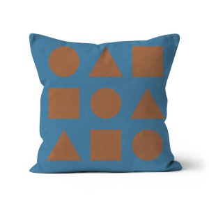 Brown Shapes on Light Blue - Sofa Cushion