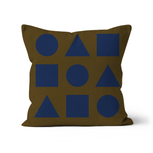 Deep Blue Shapes on Military Green - Sofa Cushion