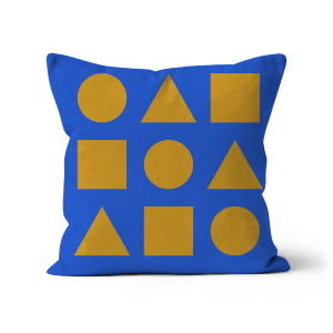 Gold Shapes on Intense Blue - Sofa Cushion