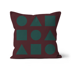 Green Shapes on Chocolate Brown - Sofa Cushion