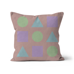 Pastel Shapes on Pink Sand - Sofa Cushion