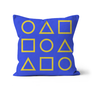 Bright Yellow Outlines on Warm Blue - Sofa Cushion
