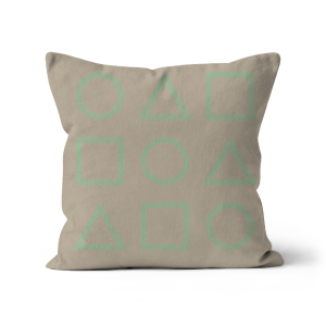 Pastel Green Outlines on Beige - Sofa Cushion