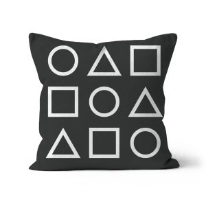 White Outlines on Black - Sofa Cushion