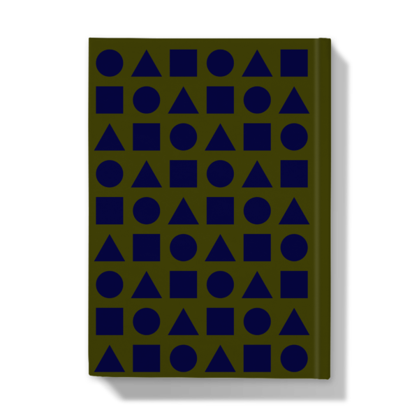 Blue Night Shapes on Green - Hardcover Journal - Back Cover