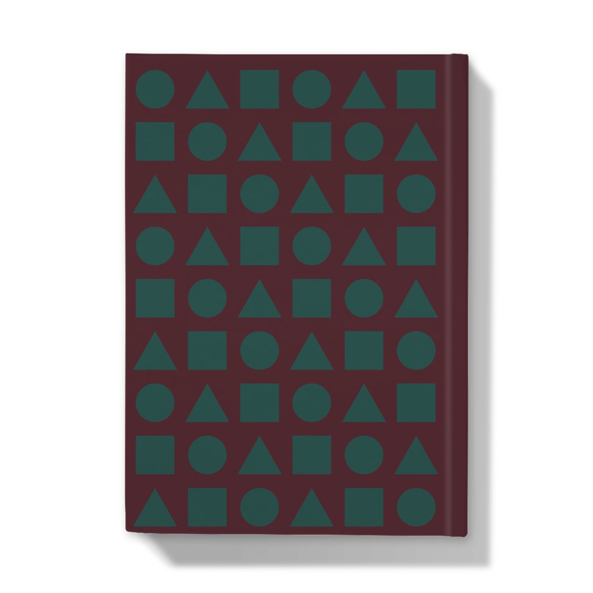 Green Shapes on Chocolate Brown Hardcover Journal Back Cover