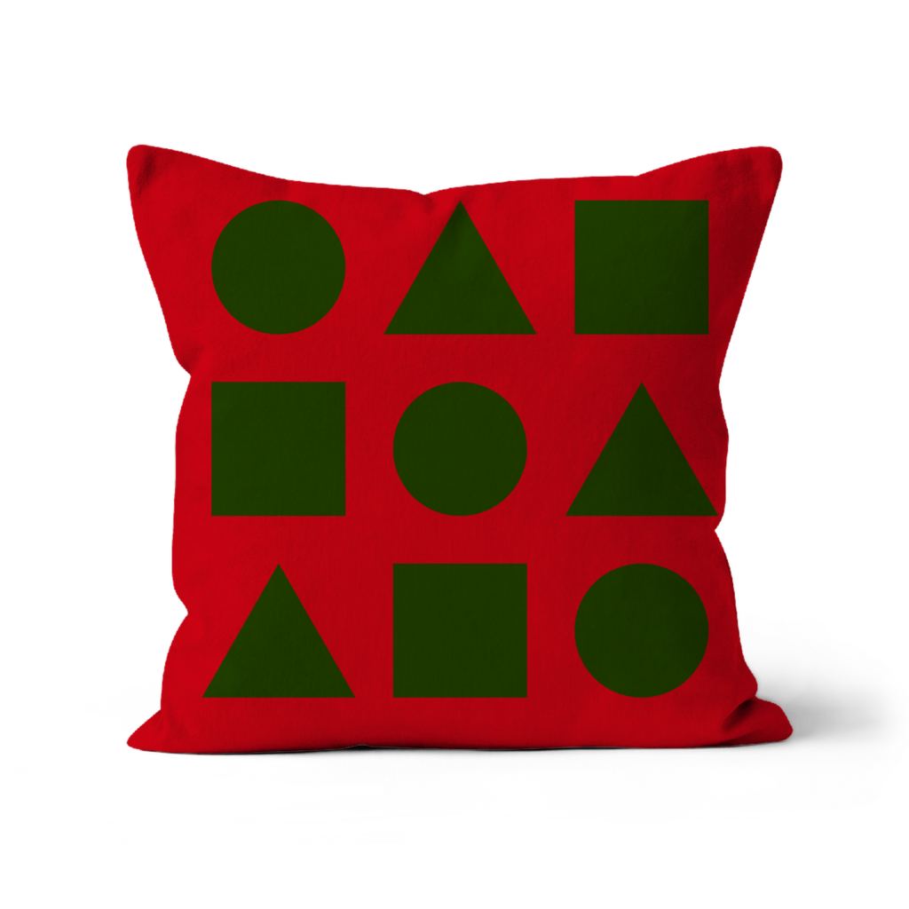Green on Red Christmas Sofa Cushion