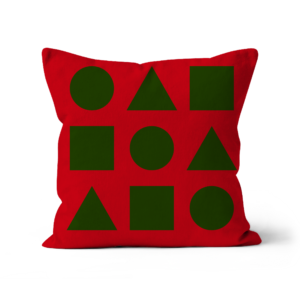 Green on Red Christmas Sofa Cushion