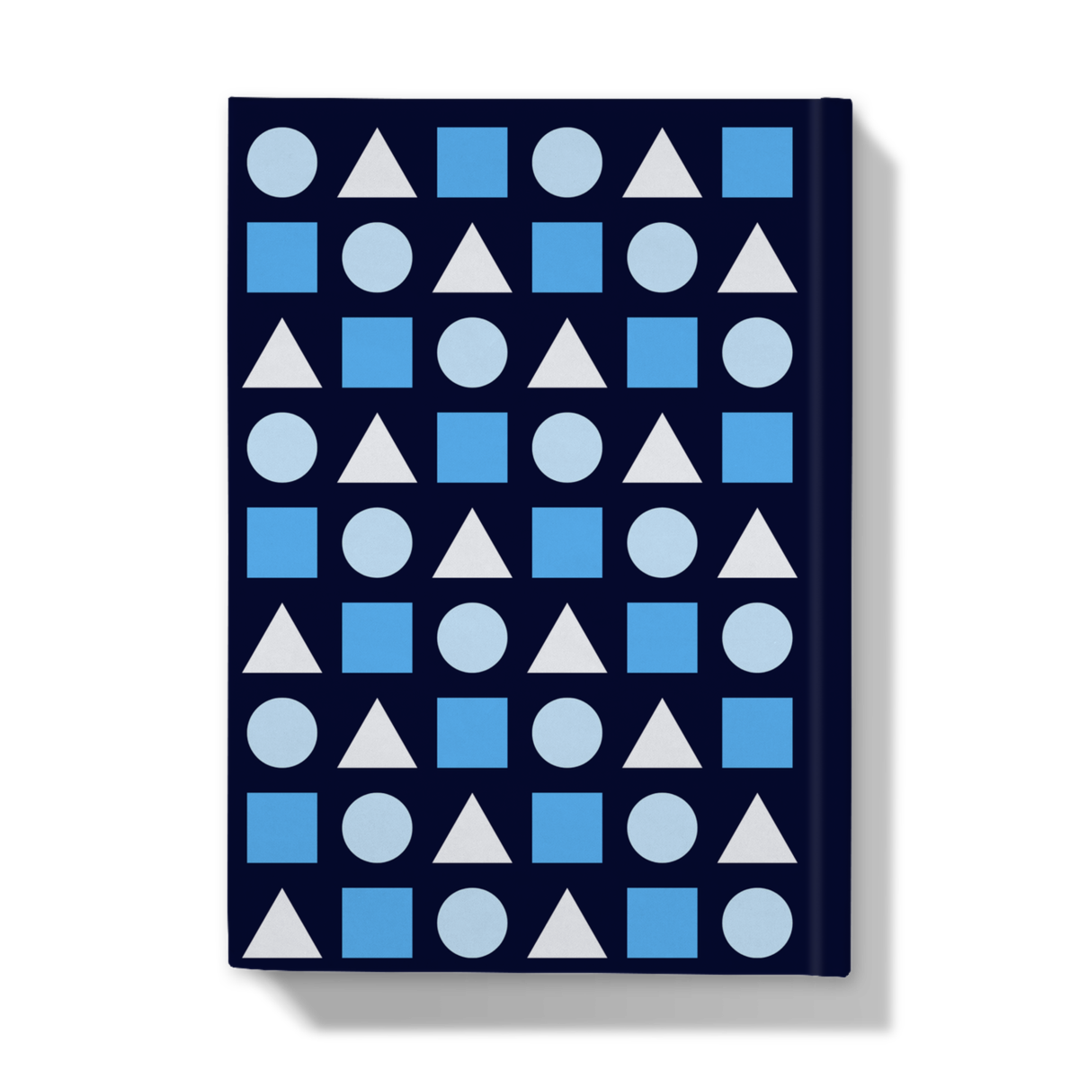 Pastel Blue Shapes on Dark Blue - Hardcover Journal - Back Cover