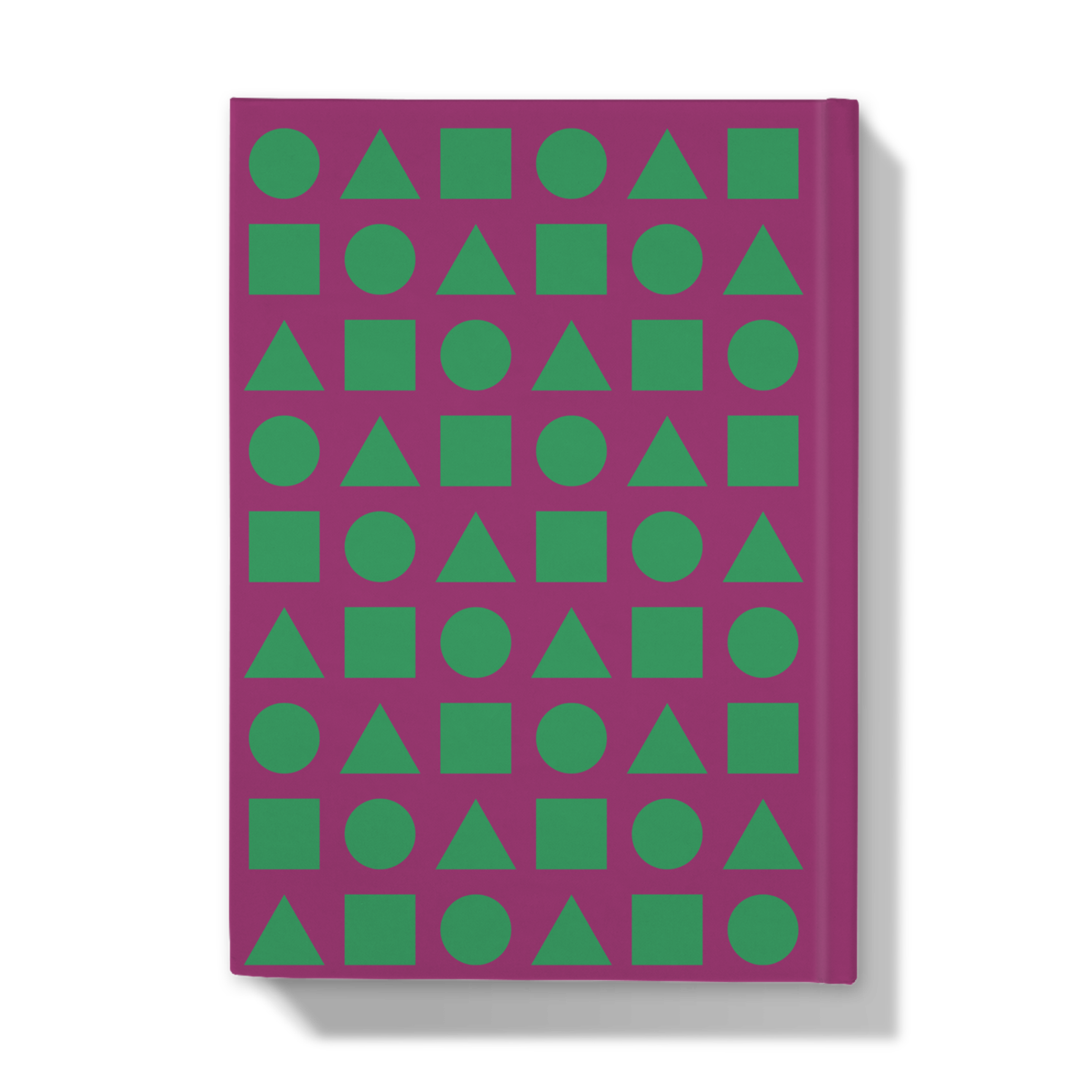 Vivid Green Shapes on Violet Vixen - Hardcover Journal - Back Cover