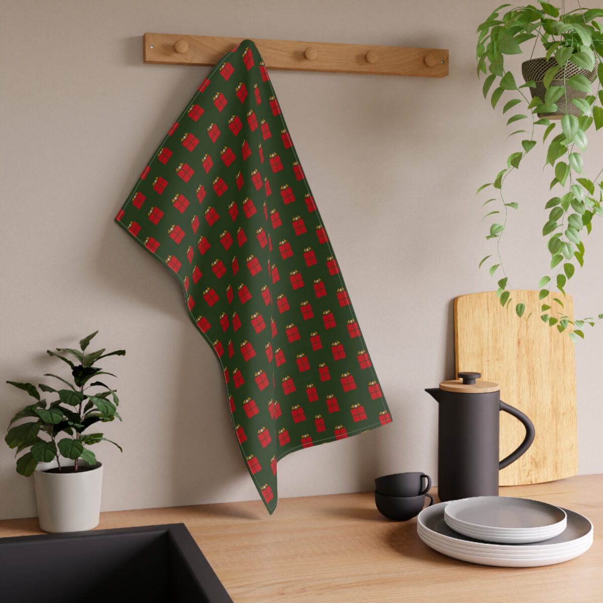 Christmas Gift Pattern Tea Towel Main