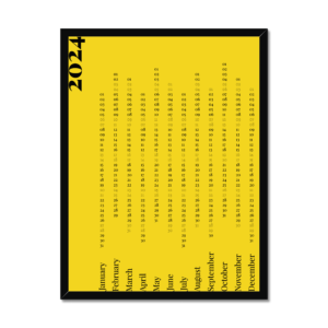 Minimal Calendar 2024 - Black on Saffron