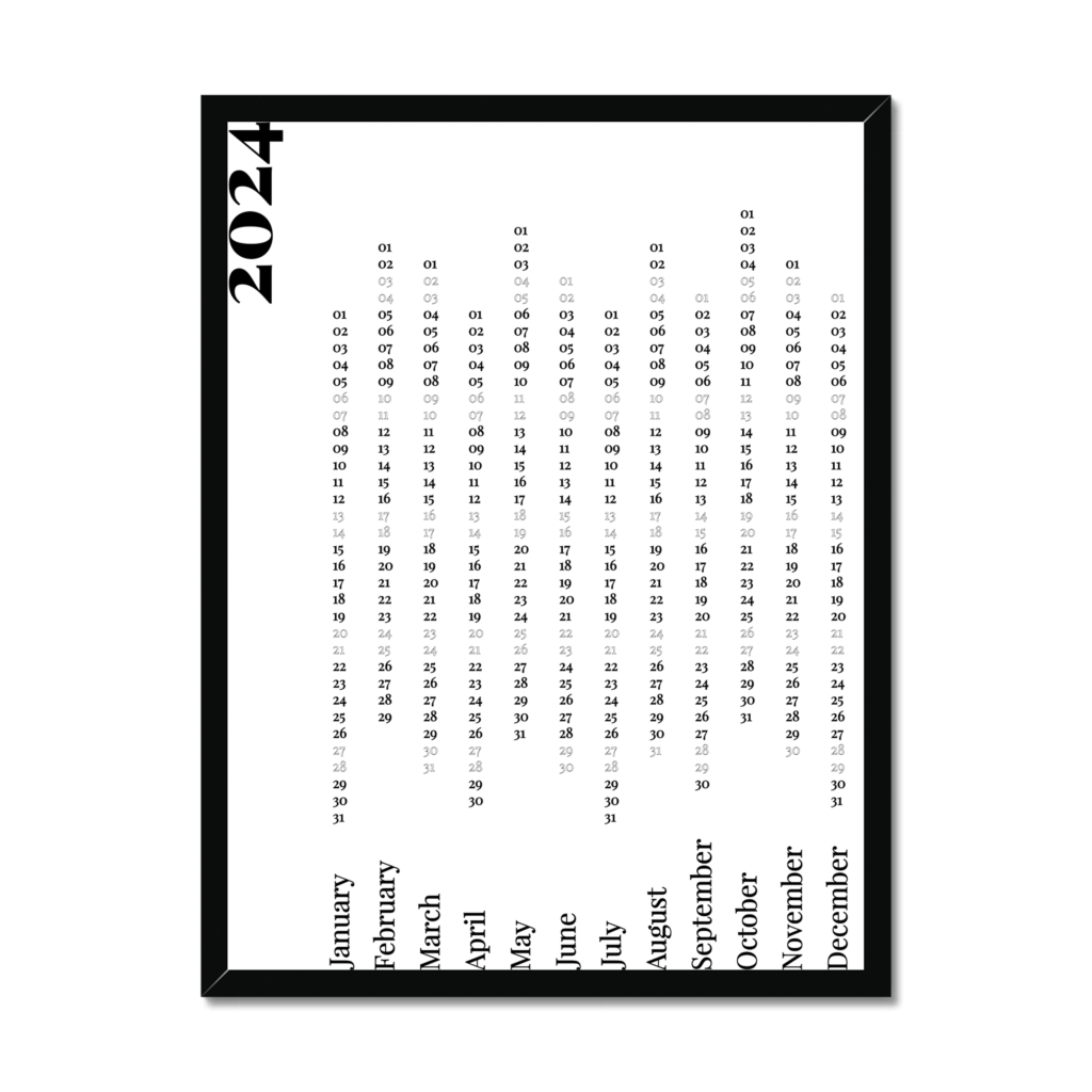 Minimal Calendar 2024 - Black on White