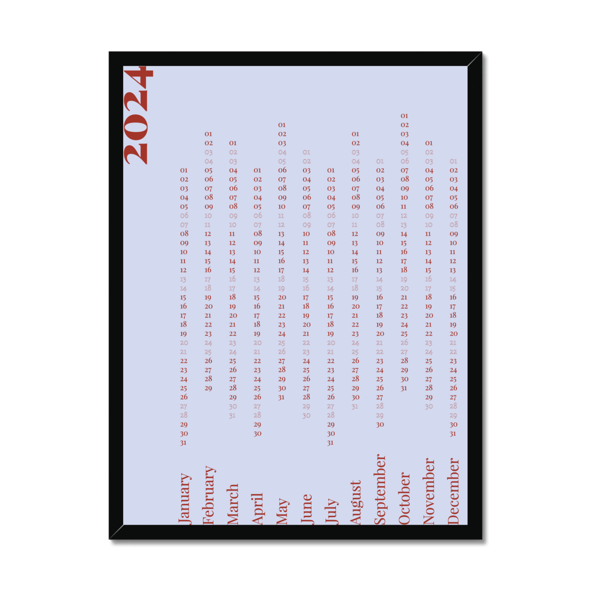 Minimal Calendar 2024 -Brick on Icy Plains