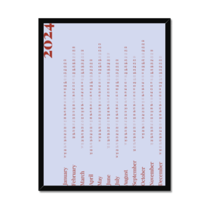 Minimal Calendar 2024 -Brick on Icy Plains