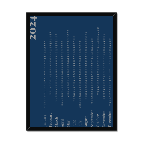 Minimal Calendar 2024 - Grey on Poseidon