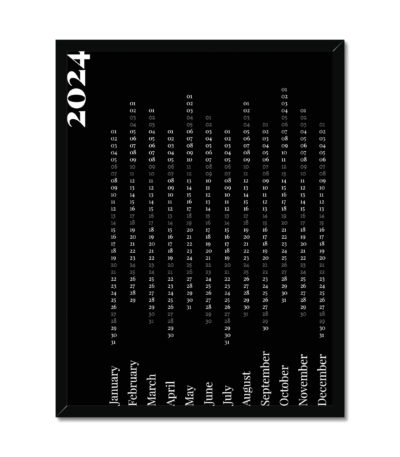 Minimal Calendar 2024 - White on Black