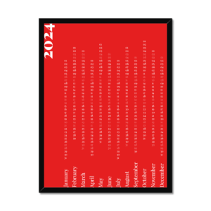 Minimal Calendar 2024 - White on Red Lust